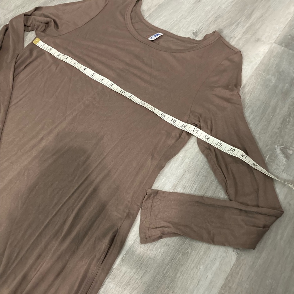 Himone Tan Long Sleeve Solid Dress with Pockets Large - Picture 9 of 13